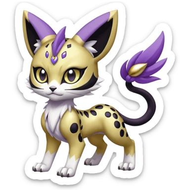 Meloetta-Meicoomon-Gatomon-Liepard-Pokémon-Digimon-Fakémon-fusion-hybrid-creature sticker
