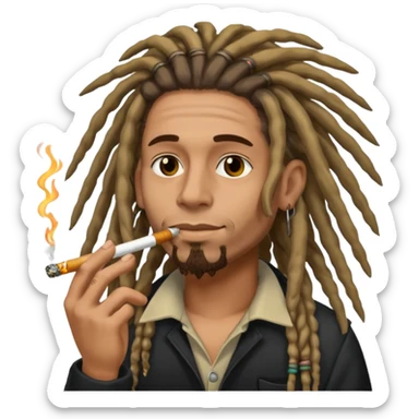 Musician with dreadlocks and ciga sticker