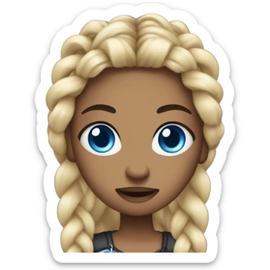 Baddie with long nail and braids and blue eyes sticker