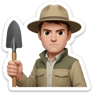 archaelogist with tool sticker