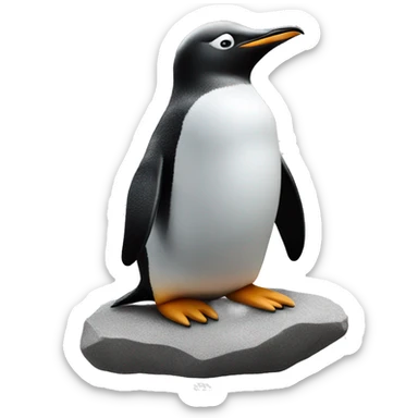 penguin on a rock outdoors with its hands in the back & head facing up eye closed sticker
