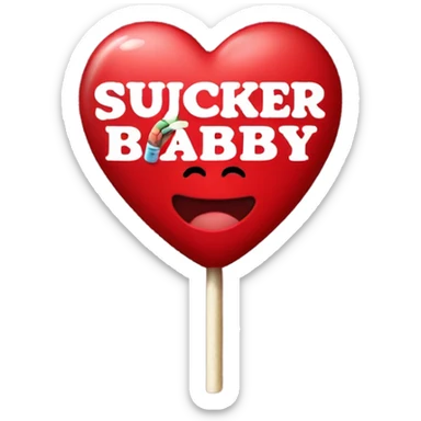 Red heart lollipop that says ‘wanna be my sucker baby?’ In black  sticker