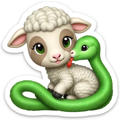 Lamb kissing snake sticker
