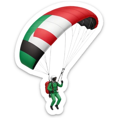 a palestinian flag with a paraglider, respect scrupulously the correct shapes and colours of the flag, try again sticker