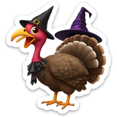 Turkey with witches hat  sticker