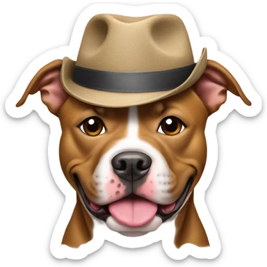 Pit bull wearing a hat sticker