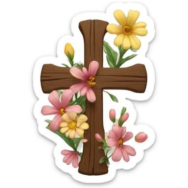 cross with flowers on it  sticker