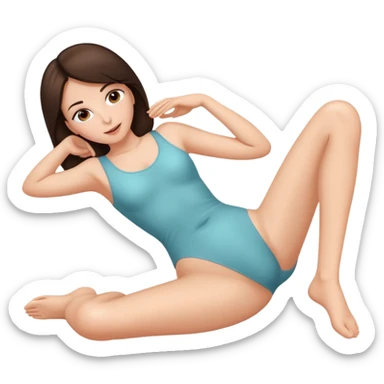 Naked brunette woman with straight hair, big ass lying on her back with her legs spread and her cunt close up  sticker