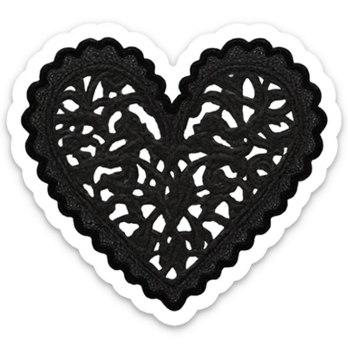 black lace heart sticker