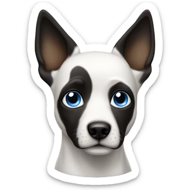 Black and white blue eyes dog with pointy ears sticker