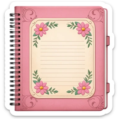 Pink recipe book sticker