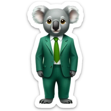 Koalas in dark green suits and light green honey sticker