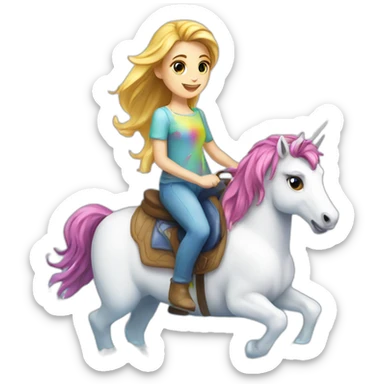 Girl-riding-rainbow-unicorn-in-water-frozen-cube sticker