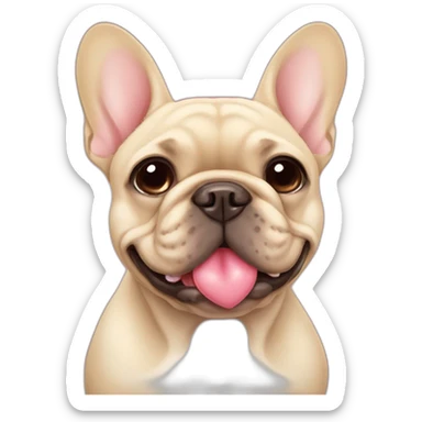 beige French bulldog with heart eyes sticker