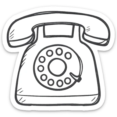 hand drawn outlined icon of an old rotary phone sticker