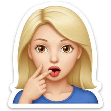 Una mujer mordiendose el dedo, sin la lengua para afuera y que el dedo este más omenos adentrod de la boca EL DEDO ADENTRO DE LA BOCA sticker