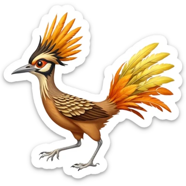 realistic roadrunner bird emoji, running with long skinny tail pointed down and back sticker