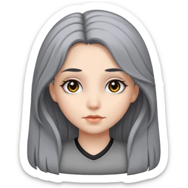 girl with black eyes and long black and gray hair sticker