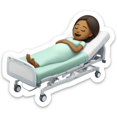 pregnant women in a hospital bed with her eyes closed  sticker