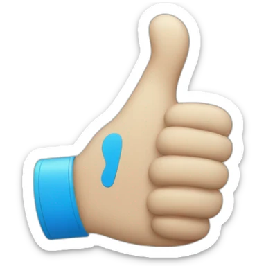 thumbs up emoji as a blue medical glove sticker