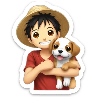 Luffy  and the puppy  sticker