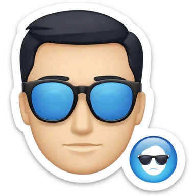 A stylish sunglasses with a bold, modern design, featuring blue lenses and a matte black frame, perfect for a sleek and trendy look. No head, No face sticker