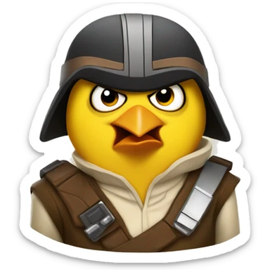 yellow angry bird dressed like han solo sticker