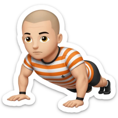 Prisoner with uniform doing pushups sticker