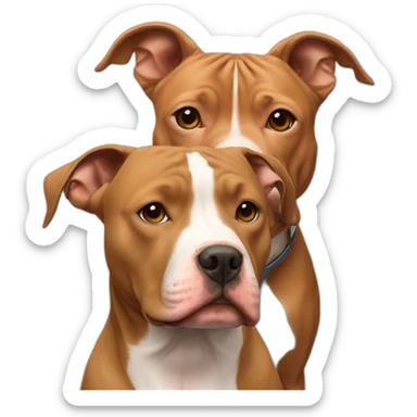 One Tan pitbull with white strip on her face next to with one copper pitbull sticker