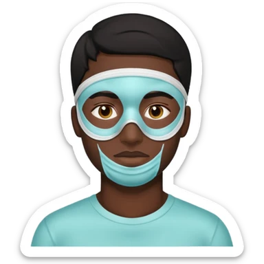 black hair man, Skincare  face mask , alovera on eyes sticker