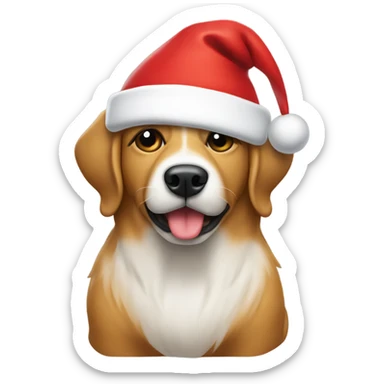 dog taking a poop with a Santa hat on sticker
