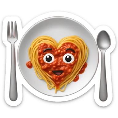 Heart shape spaghetti and sauce on heart plate sticker