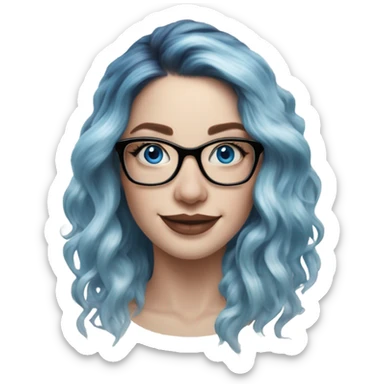 Hyper Realistic Balayage pale beautiful tattooed woman with glasses and blue eyes happy  sticker