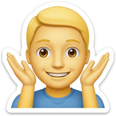 yellow smiling face with both hands under chin sticker