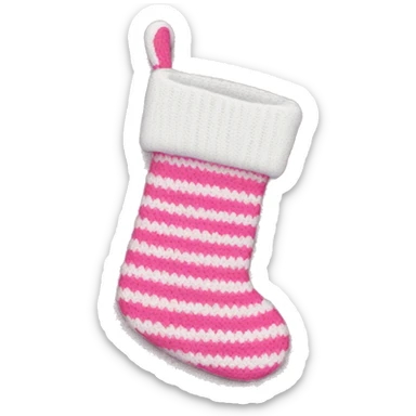 white and pink knit christmas stocking sticker