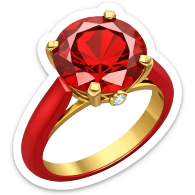 anillo de compromiso dorado con la gema roja sticker