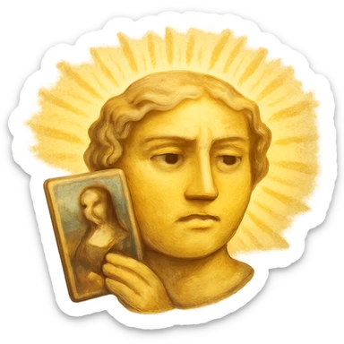 emoji representing the Renaissance with classical artistic elements like a painting or sculpture and a background of light sticker