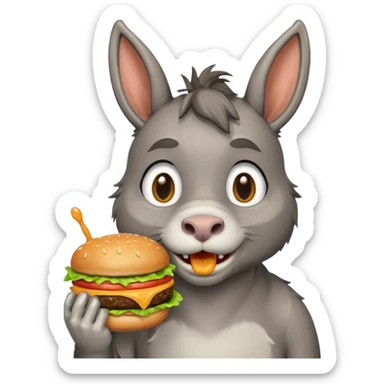 shit dripping of  donkey cat eating hamburgers sticker