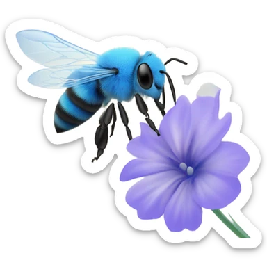 Blue flower with a bee on it sticker