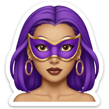 mask wearing woman robber purple with big earrings sticker