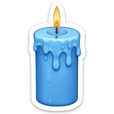 Dripping blue candle held diagonal wax dripping down sticker