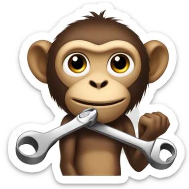 Monkey holding a spanner  sticker