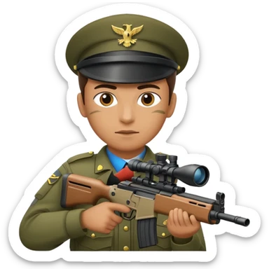 An army policeman aiming with a sniper rifle. sticker
