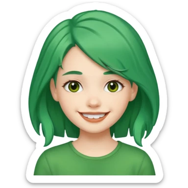 girl with green hair clip sticker