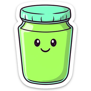 cute cartoon mint chutney character with smiling face sticker