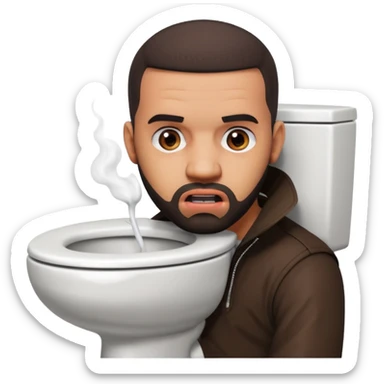 The famous musical artist, drake, drake’s head is putting on an exaggerated angry expression and appears popping his head out of a toilet. sticker