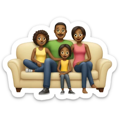 family on couch sticker