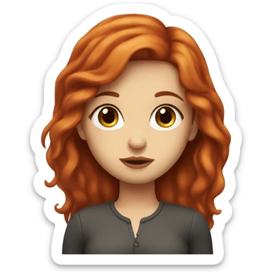 Girl with long red hair, hazel eyes and kissy lips sticker