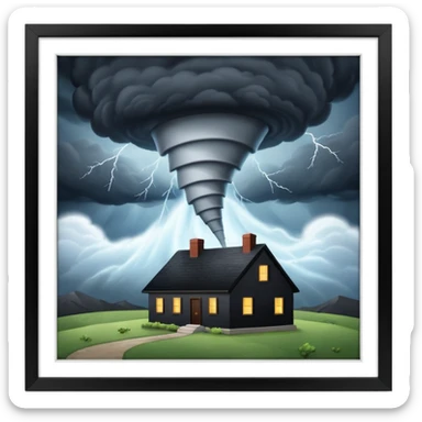 Tornado in storm with home sticker