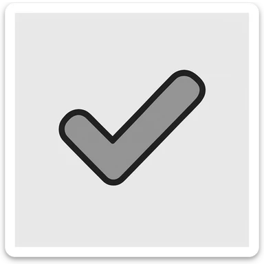 minimalist check mark icon on light gray background sticker